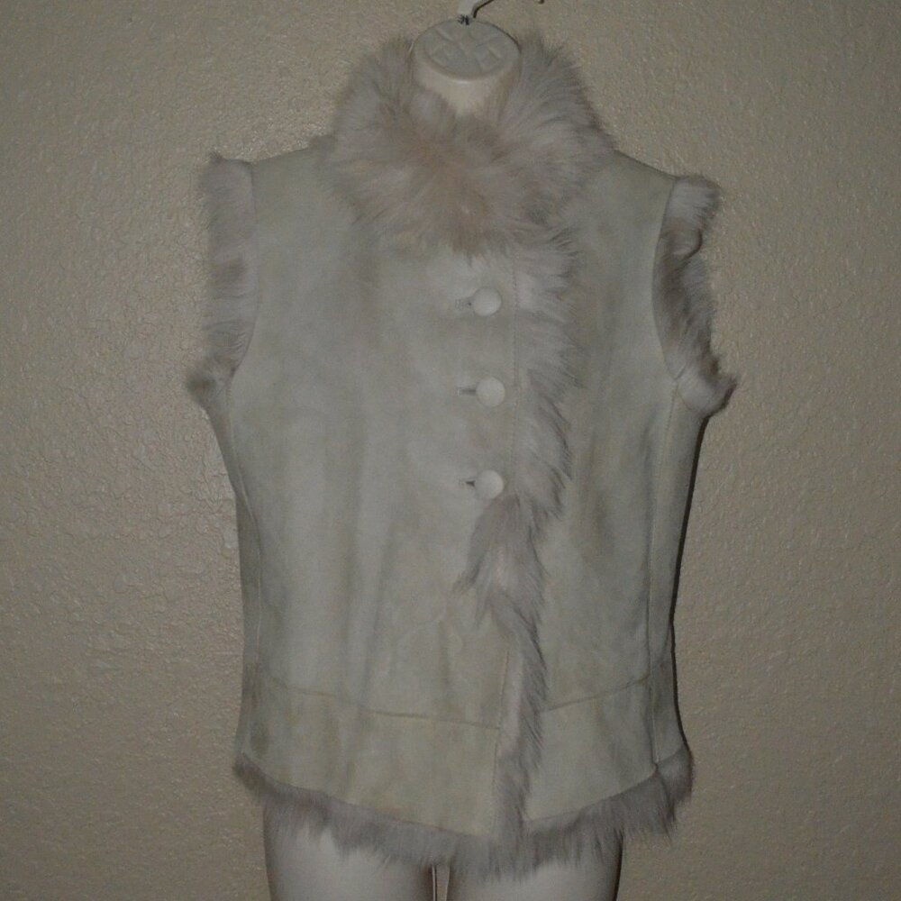 $1900 Sz 38 4 JOSEPH Beige New Lucy Toscana Lambskin Fur Shearling Lined Vest